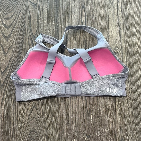 Victoria's Secret PINK Sports Bra Crossback Padded Athleisure Gray Medium - Picture 2 of 8